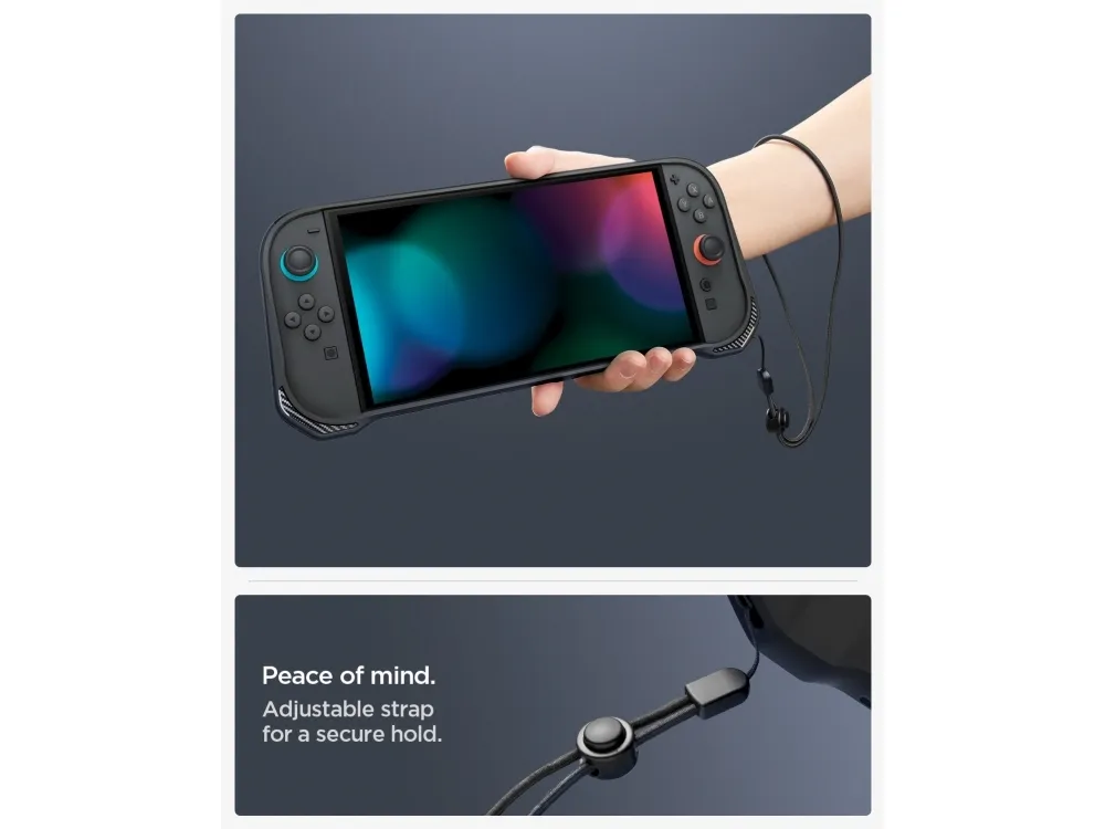 Spigen Rugged Armor, Cover, Nintendo, Sort, Termoplastisk polyurethan (TPU), Nintendo Switch, Stødsikker, Ridseresistent