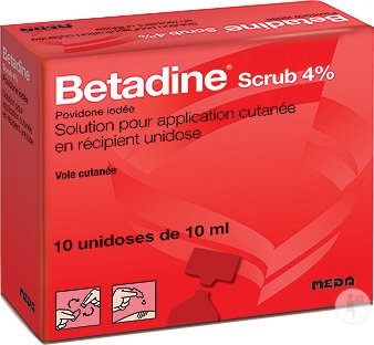Mylan Betadine Scrub 4% Povidone Iodée Solution Pour Application Cutanée Unidoses 10x10ml