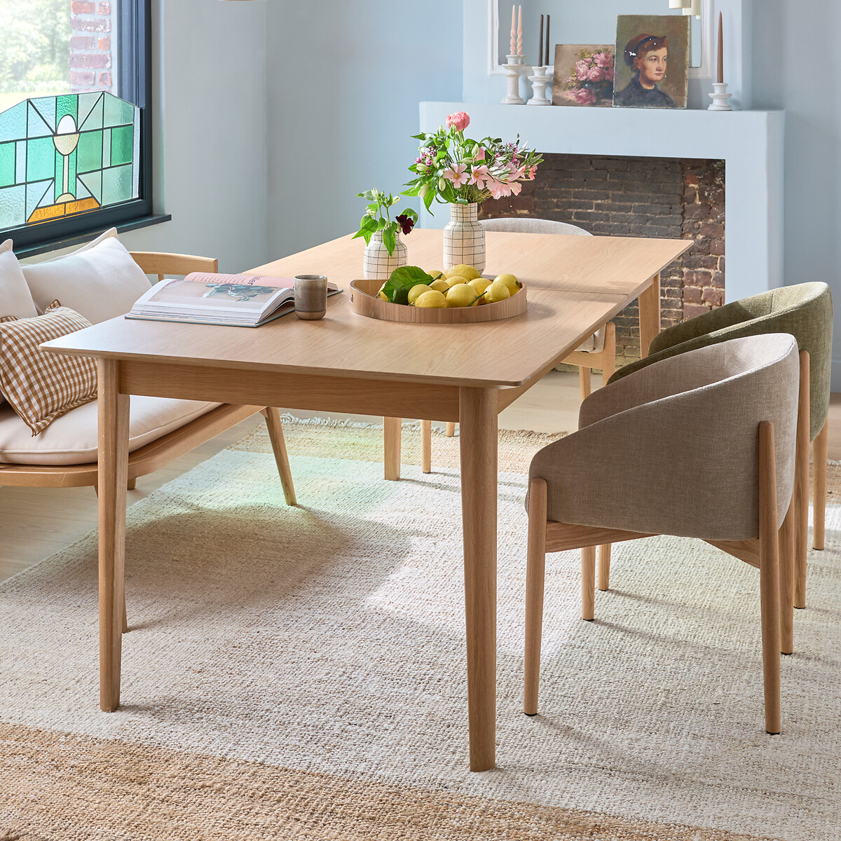 LA REDOUTE INTERIEURS<br>Mesa extensível 8-14 talheres em carvalho Tioga