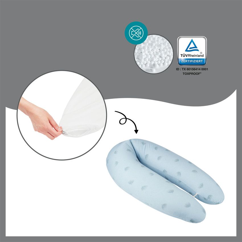 Coussin de grossesse B.Love - Wind bleu - Ecru