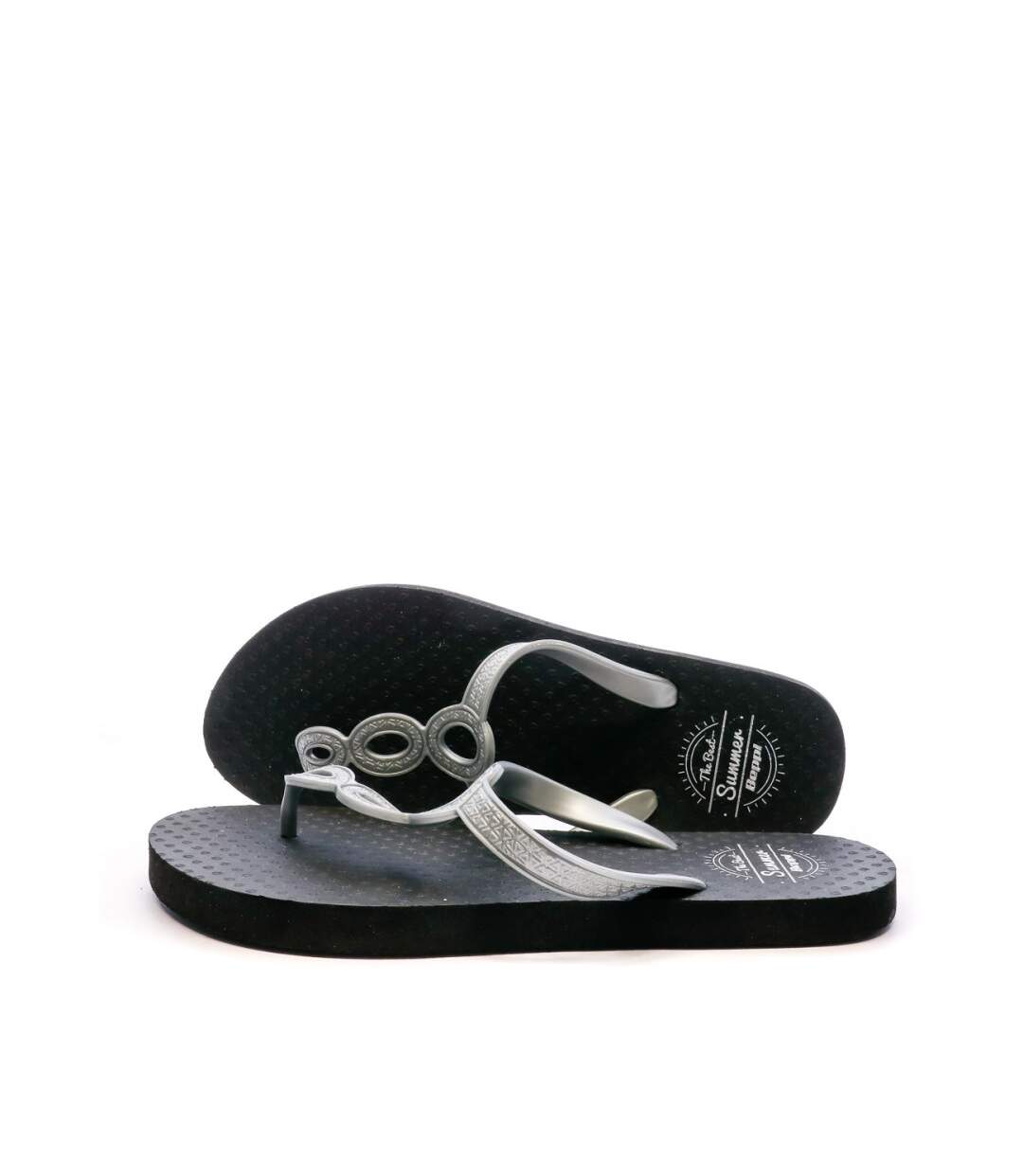 Tongs Noir/Argent Femme Beppi