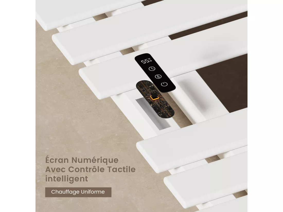EMKE Sèche-Serviettes Électrique de salle de bain 1000 x 500 mm, Porte-serviettes chauffant électrique, Blanc 350W,Chauffe-serviettes Électrique