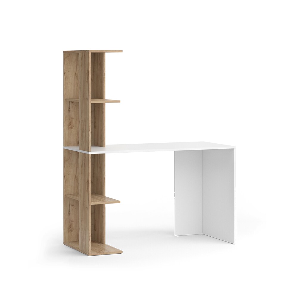 Vicco Schreibtisch Tower Weiß Sonoma 122 x 55 cm mit 4 Fächern