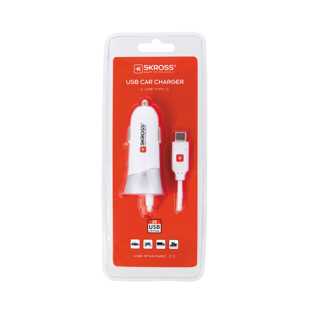 USB-billaddare med Typ-C-kabel (2.0)