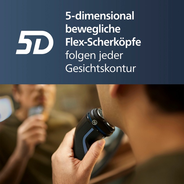 Philips Elektrorasierer »Shaver Series 3000 S3243/12« 1 Stk. Aufsätze ausklappbarer Präzisionstrimmer 5-dimensional bewegl. Flex-Scherköpfe, Schutzkappe und Tasche