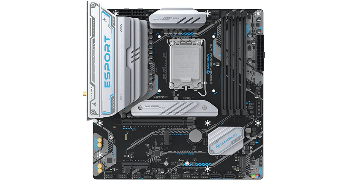 MAXSUNMS-eSport B860M WIFI ACE socket 1851 moederbord  (Zwart, RAID, 2.5 Gb-LAN, WLAN, BT, Sound, µATX)