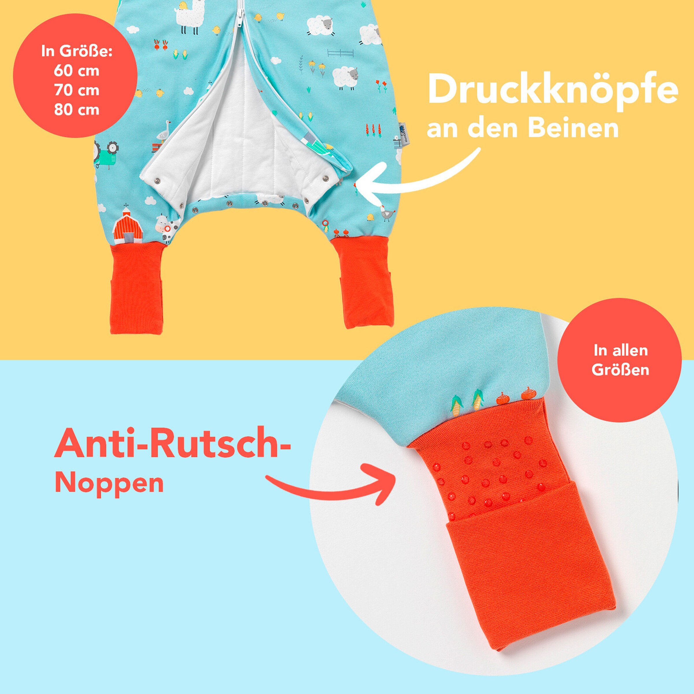 schlummersack Schlafsack mit Füßen 1.0 Tog Bauernhof