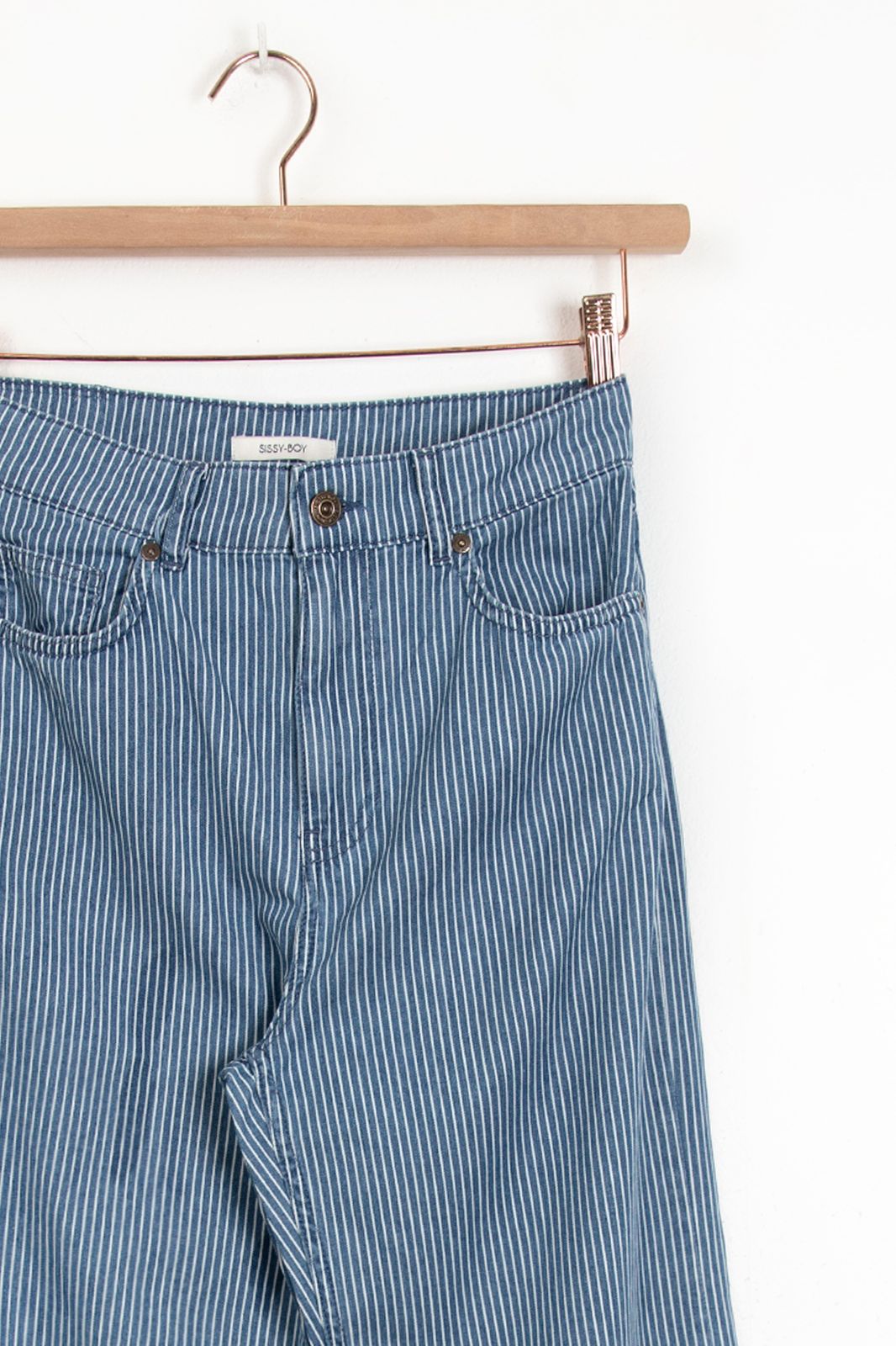 Betim gestreepte high waist wide leg jeans