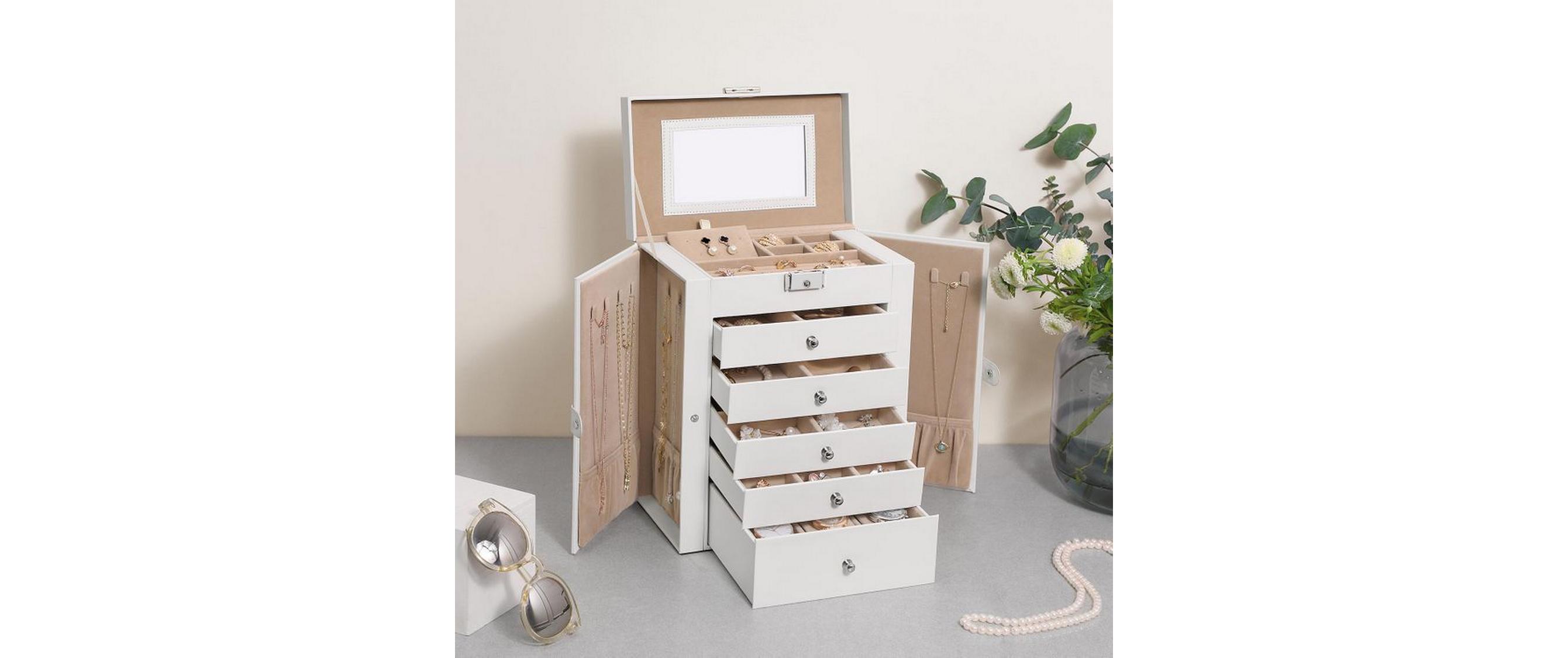Schmuckschatulle 15.5 cm, WeissSchmuck-Organizer