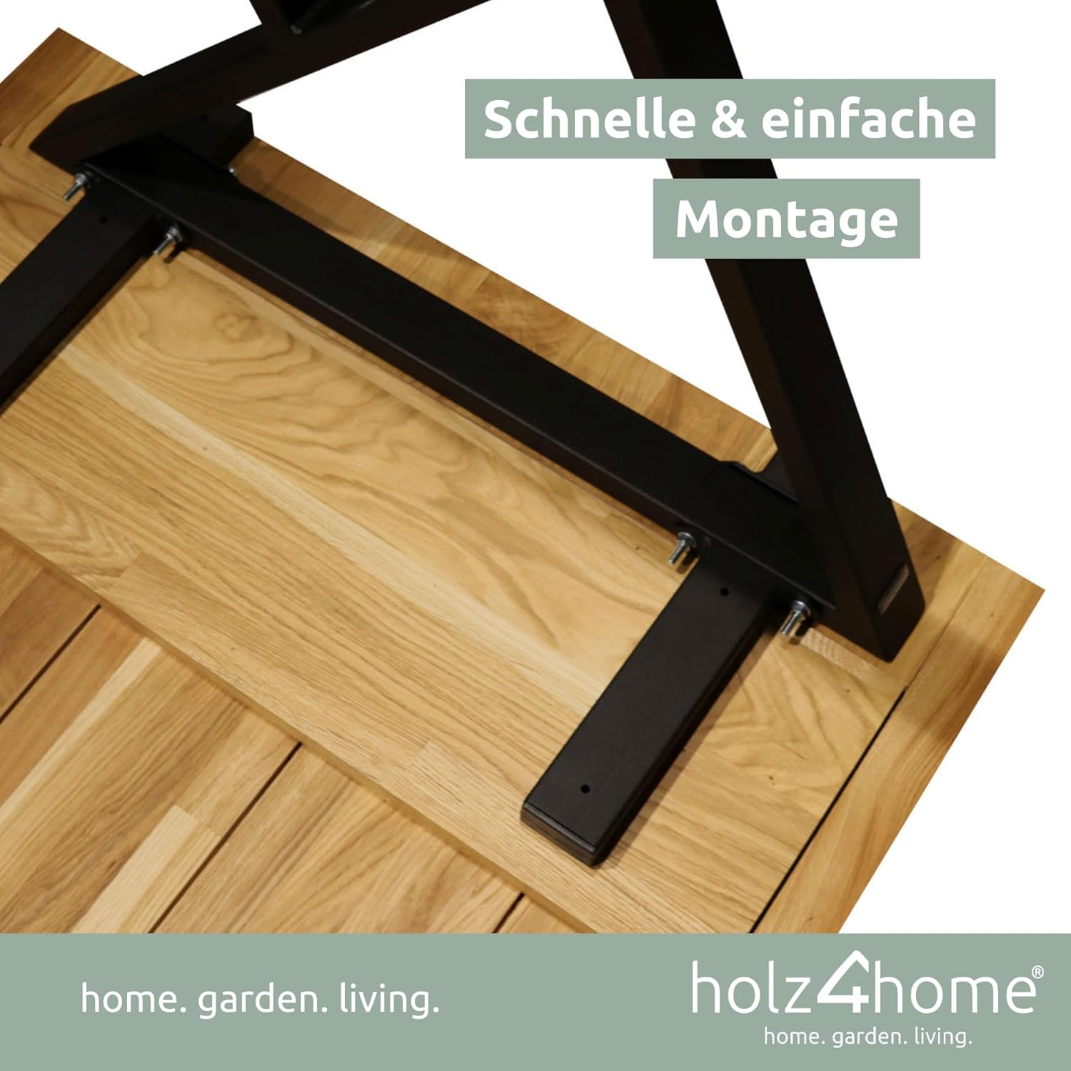 holz4home® Massivholztisch Eiche I Ohne Baumkante I Mit Aufdopplung I inkl. Tischgestell (Doppel-Dreieck-Gestell, 180 x 100 cm)