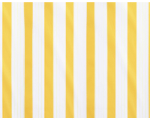 Klemzonnescherm (balkonzonwering) 3x1,5, gestreept doek geel/wit, frame RAL 9003 signaalwit (kit)
