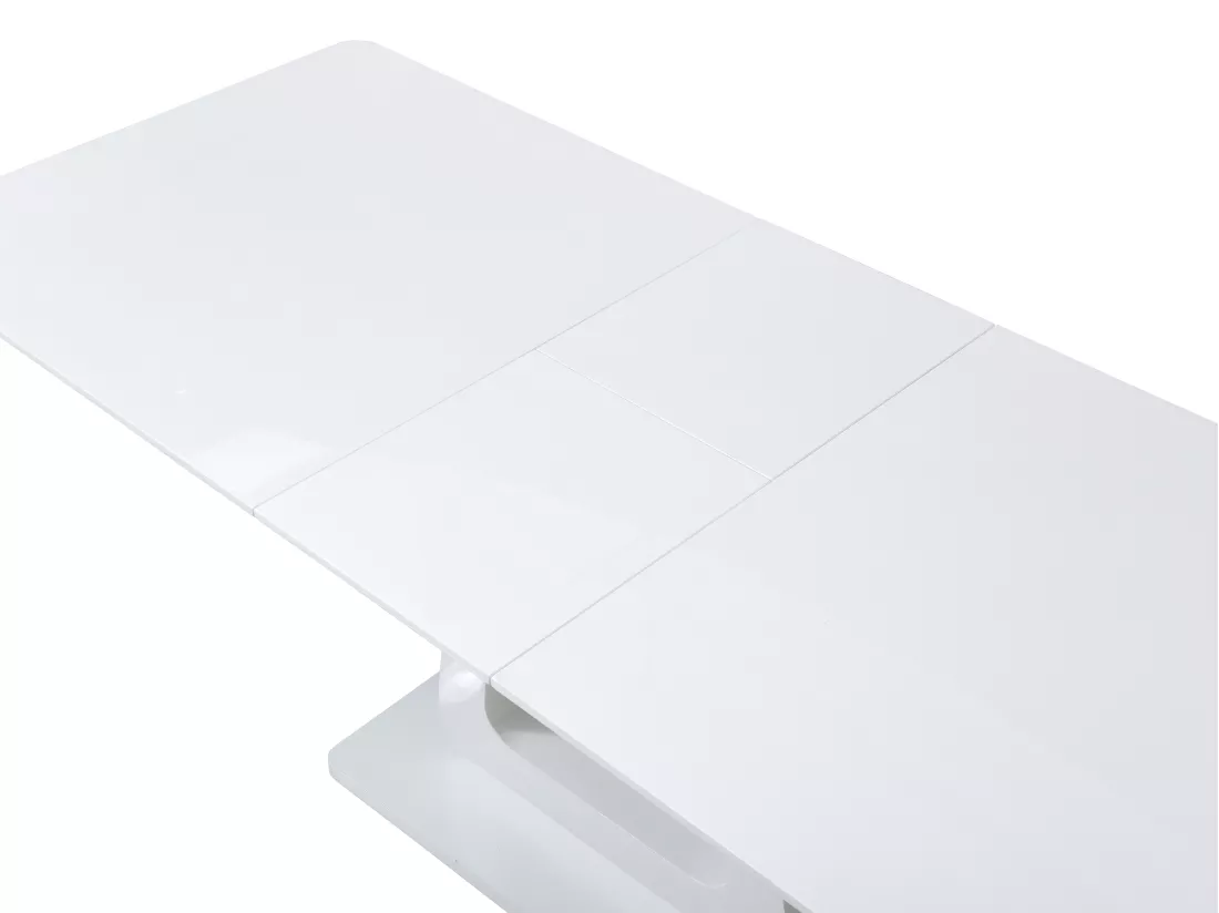 Table à manger extensible 6 à 8 personnes en MDF - Blanc laqué - LAZINEO