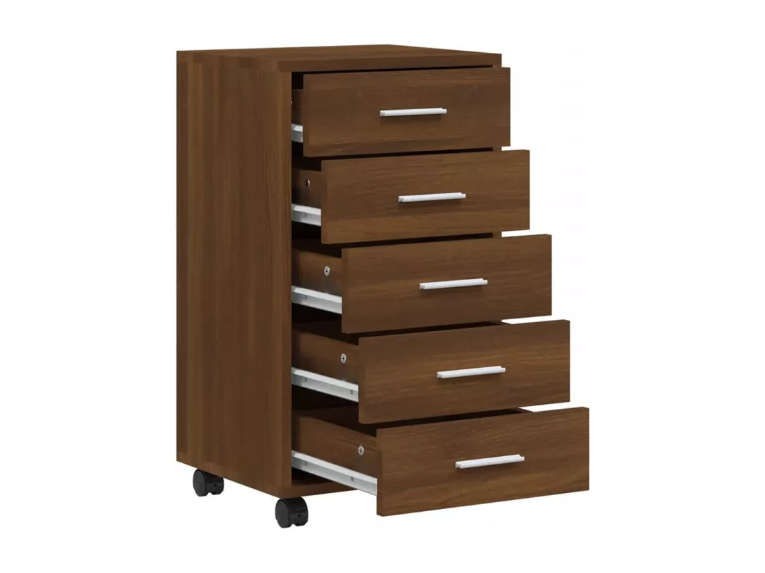 Armoire à tiroirs avec roulettes Chêne marron Bois d'ingénierie