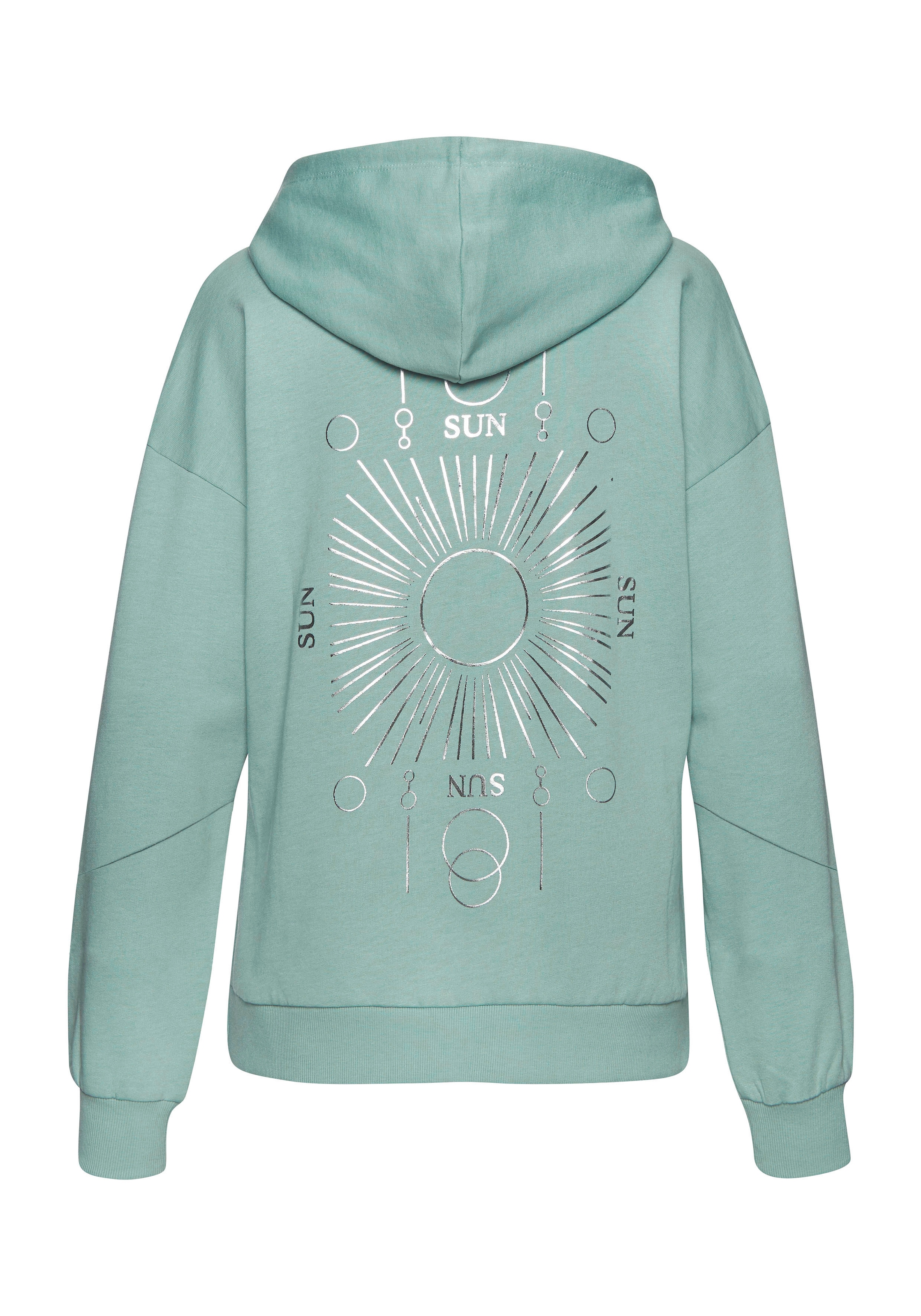 Buffalo Hoodie , Kapuzensweatshirt mit grossem Rückenprint- mit Glanz-Effekt, Loungewear