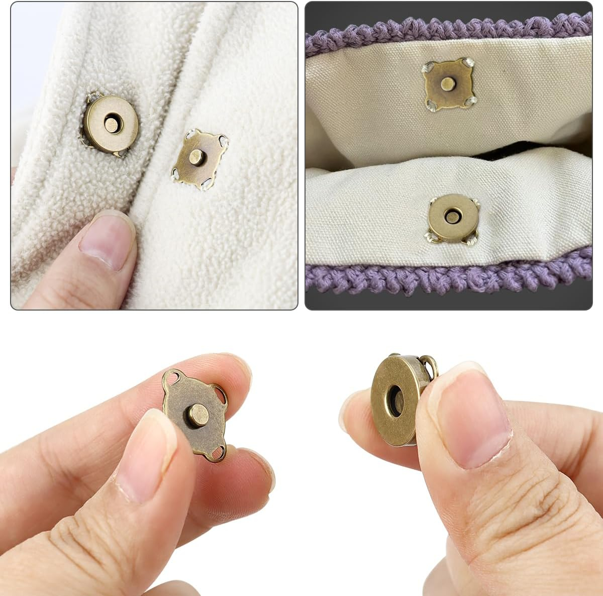 (3er Set) Ø18mm Magnetische Metall Ersatz Druckknöpfe DIY Mercerie Zubehör zum Annähen für Kleidung / Geldbeutel / Tasche - Silber