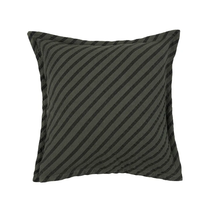 Nobodinoz - Landscape Kissen, 45 x 45 cm, gestreift vetiver