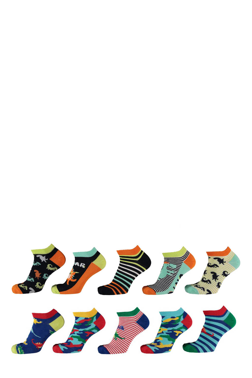 Apollo sneakersokken met all-over print - set van 10 multi