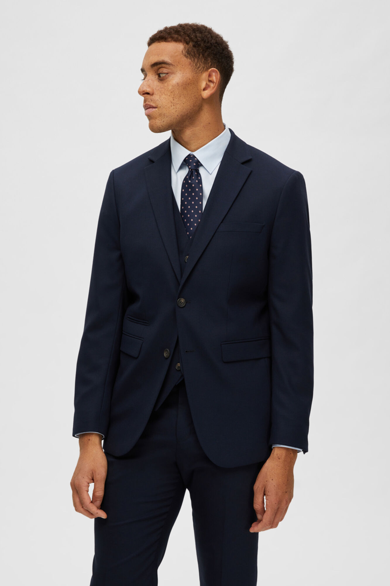 Terno masculino slim fit de duas peças - Azul marinho