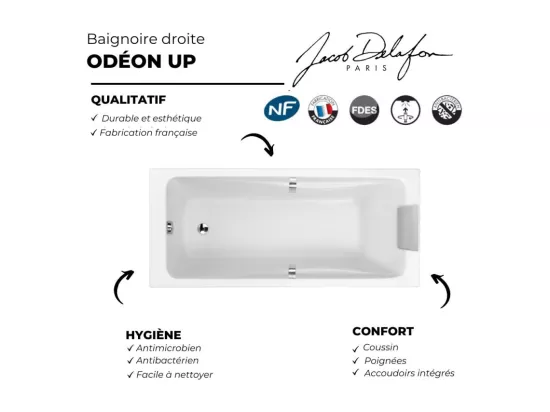 Baignoire droite 180 X 80 JACOB DELAFON Odéon Up