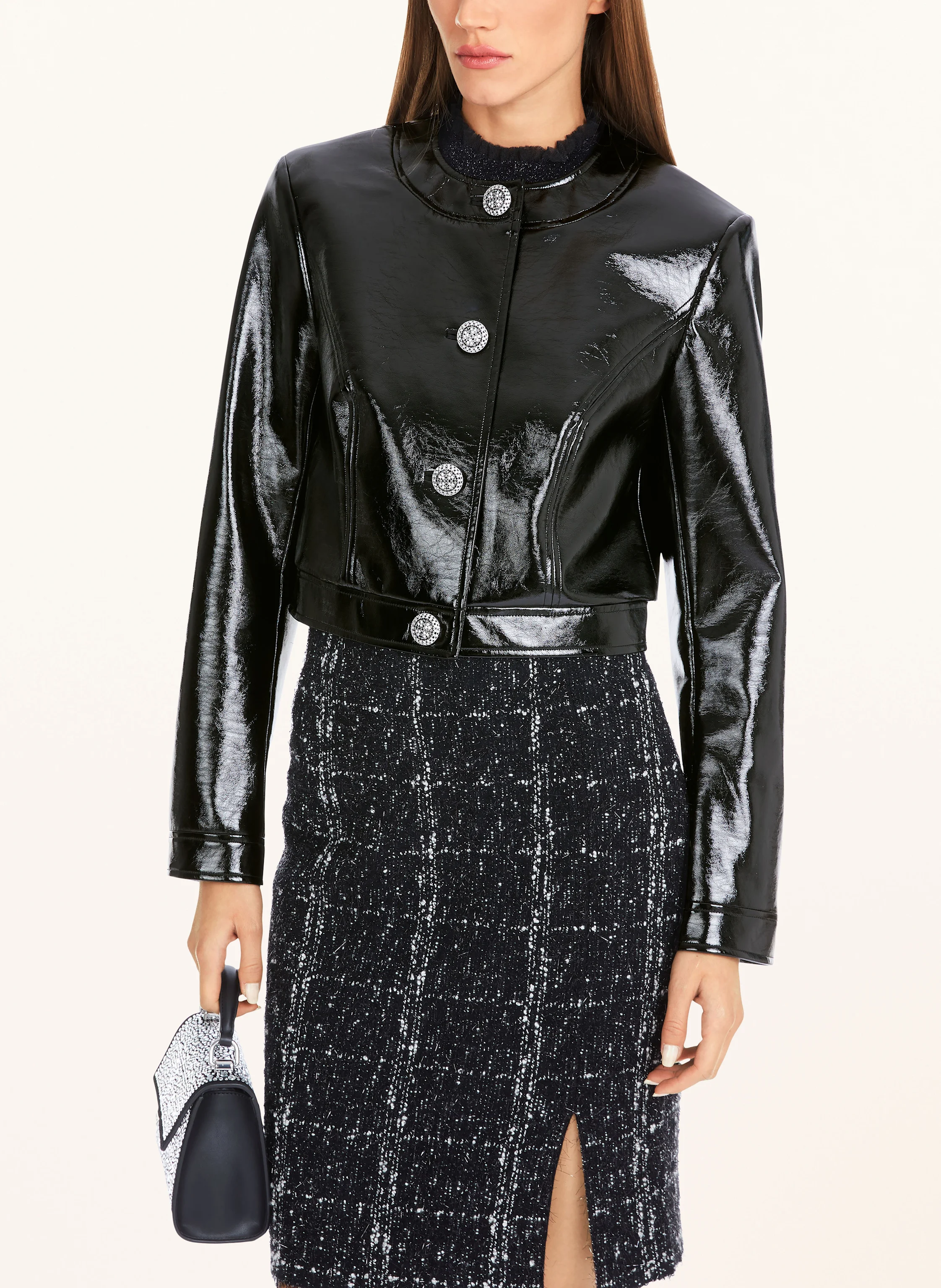 MARC CAIN Cropped-Jacke in Lederoptik