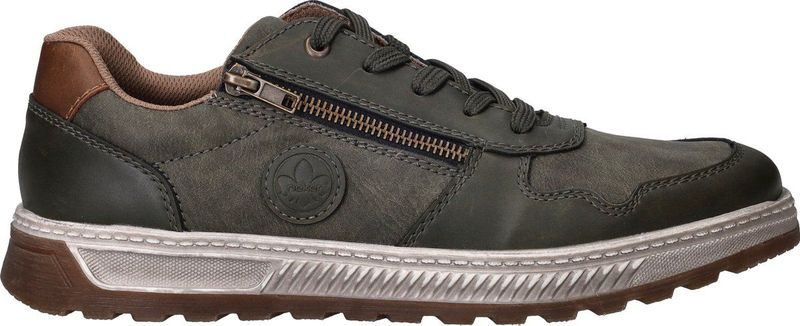 Rieker - Heren Sneakers - Olijfgroen - Kunstleer - Ruimere Pasvorm