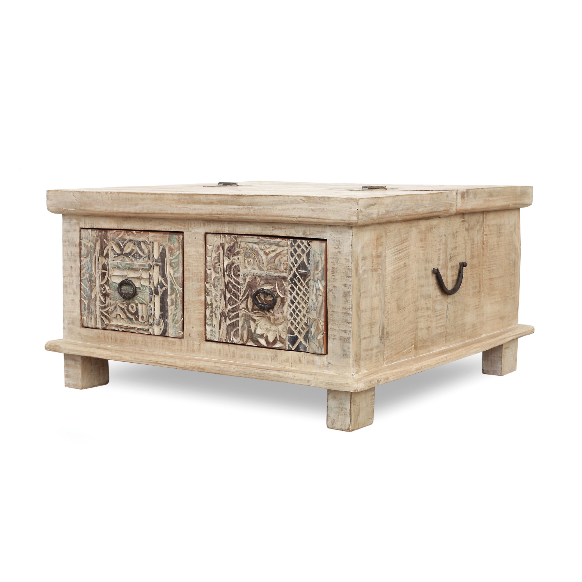 Couch-Box 'Sharina', antikweiß, T 73 cm, B 73 cm, H 40 cm von fischer's lagerhaus