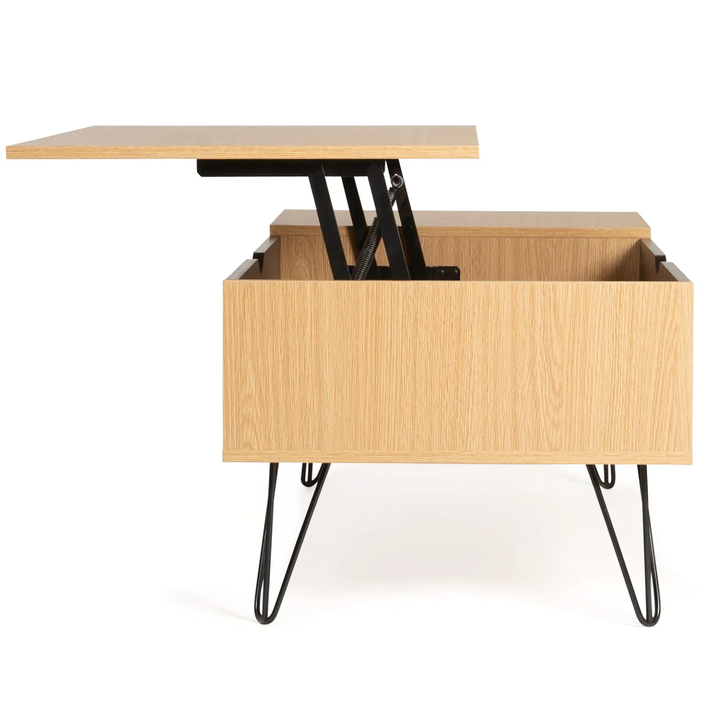 Table basse plateau relevable rectangulaire NOEMI bois pied épingle