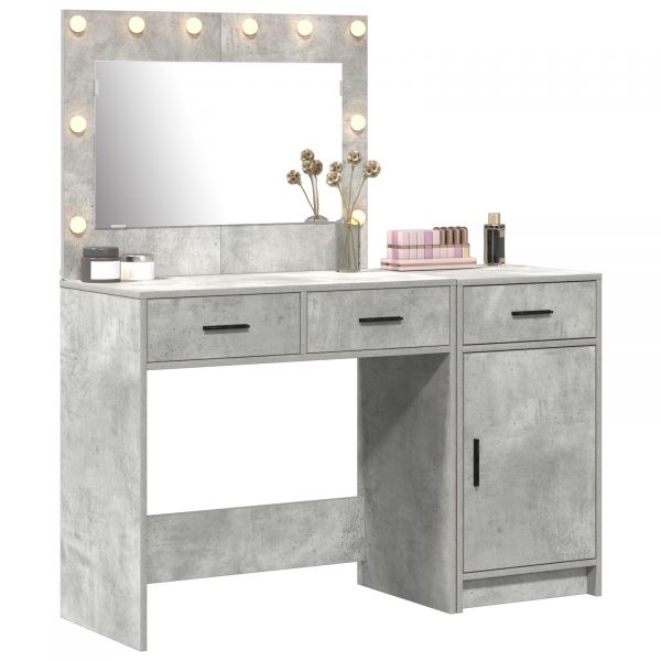 vidaXL Conjunto de 2 Cinza Concreto Mdf Espelho Mesa de Maquiagem - 899190302