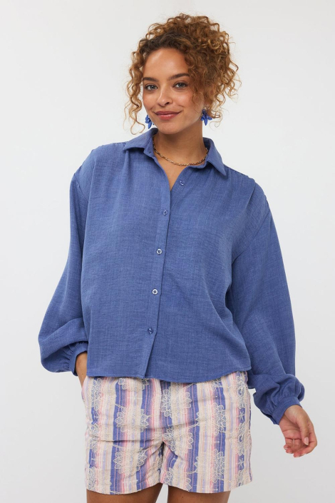 Ydence blauwe dames blouse