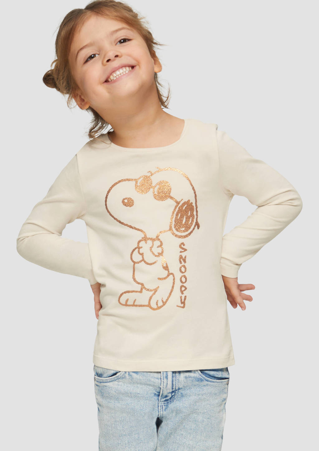 s.Oliver longsleeve Snoopy met printopdruk ecru