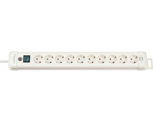 Brennenstuhl 10-voudige stekkerdoos met schakelaar, wit, 3,0 m