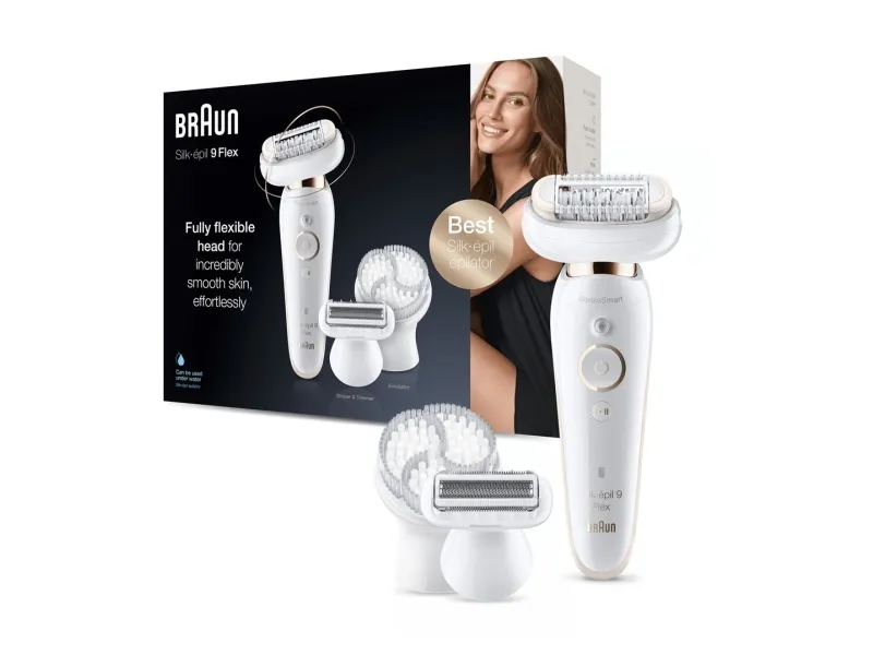 Braun Silk-épil 9 Flex 9-030 3D, Lyserød, Hvid, 40 pincetter, MicroGrip, Armhule, Bikini, 0,5 mm, Batteri