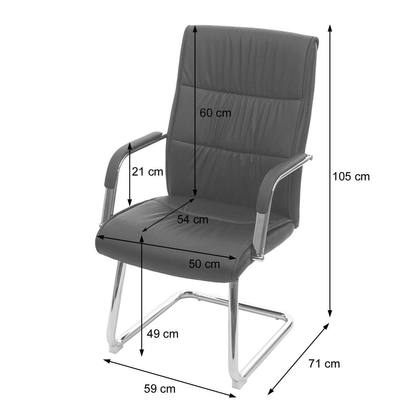 Konferenzstuhl MCW-A49, Besucherstuhl Freischwinger, Kunstleder ~ braun