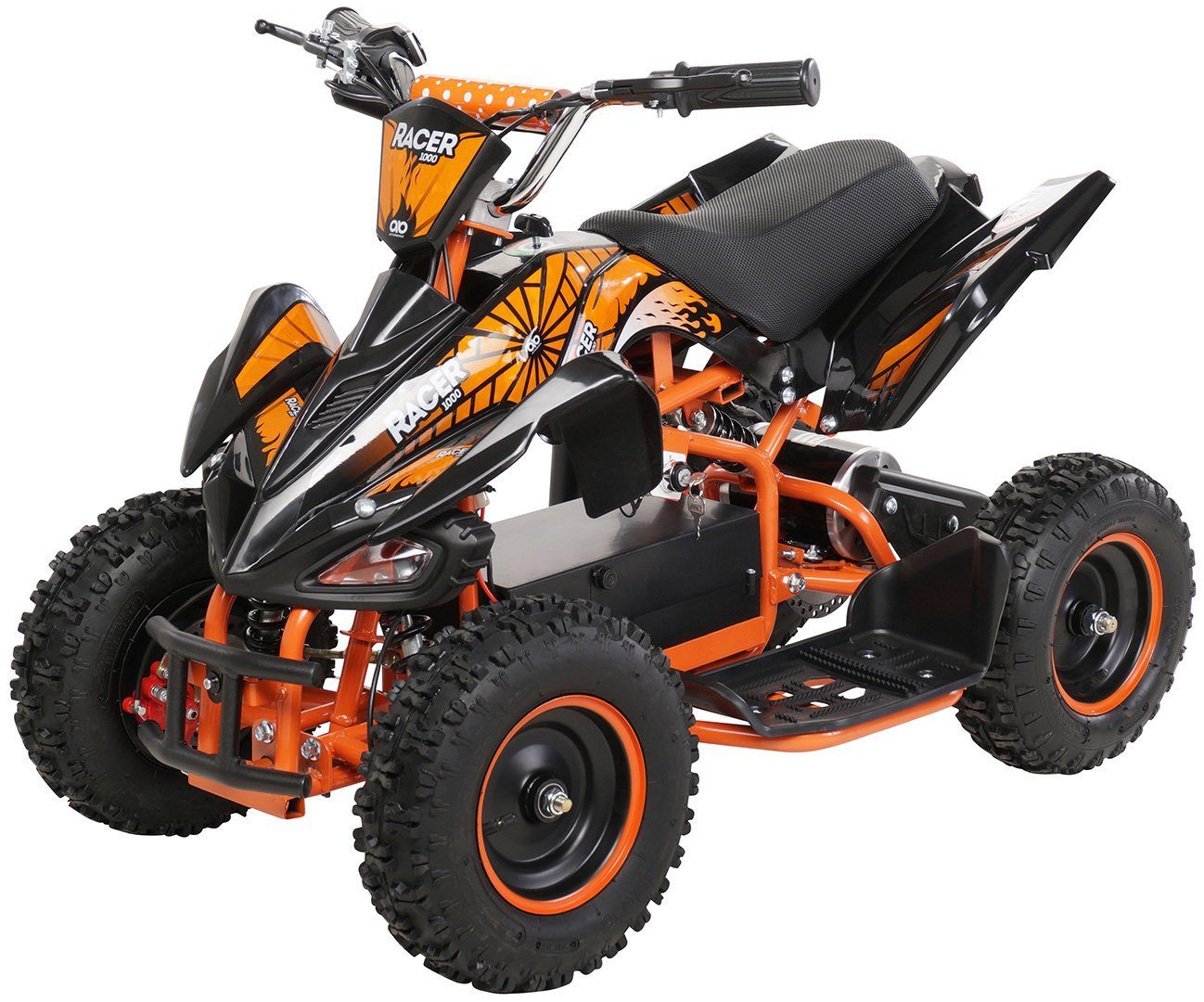 Quadriciclo Elétrico Infantil Actionbikes Motors Mini Quadriciclo Elétrico Infantil Racer 1000 W 36 V, capacidade de carga 50 kg (1 unidade), até 50 kg - freios a disco - interruptor de pé Safety Touch System
