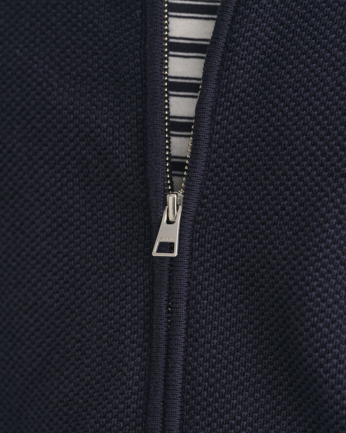 Gant COTTON PIQUE ZIP CARDIGAN Evening blue