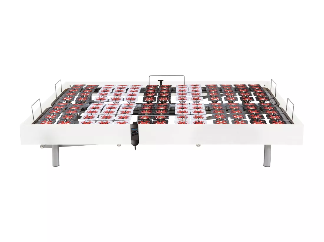 Sommier électrique de relaxation déco 2x48 plots - 2 x 70 x 190 cm - Blanc - NAFURI de YSMÉE