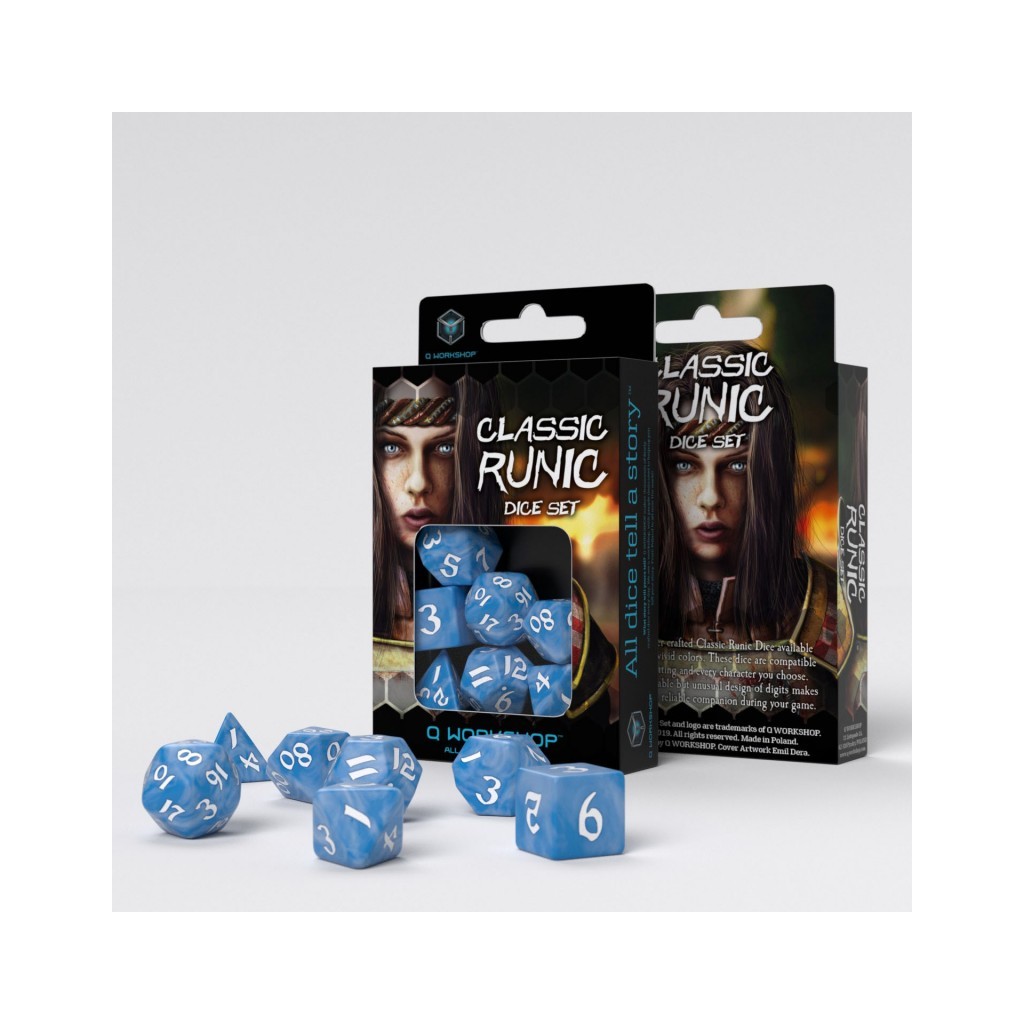 Classic Runic Glacier & white Dice Set (7)