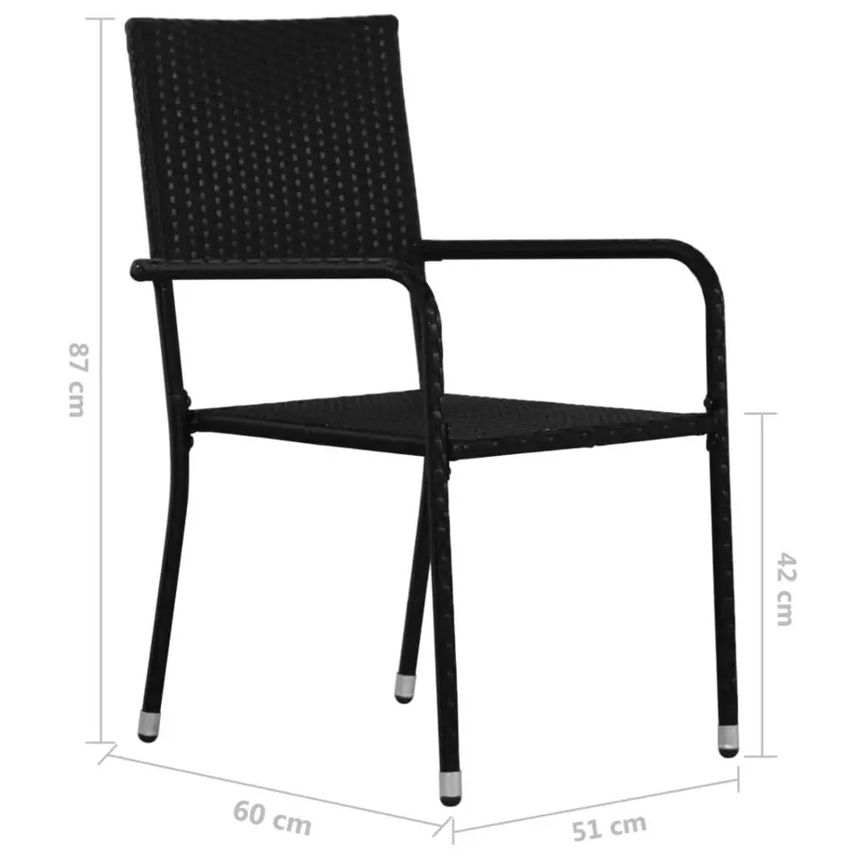 vidaXL - Tuinstoelen - Stapelbaar - Zwart - Poly rattan - 2 stuks
