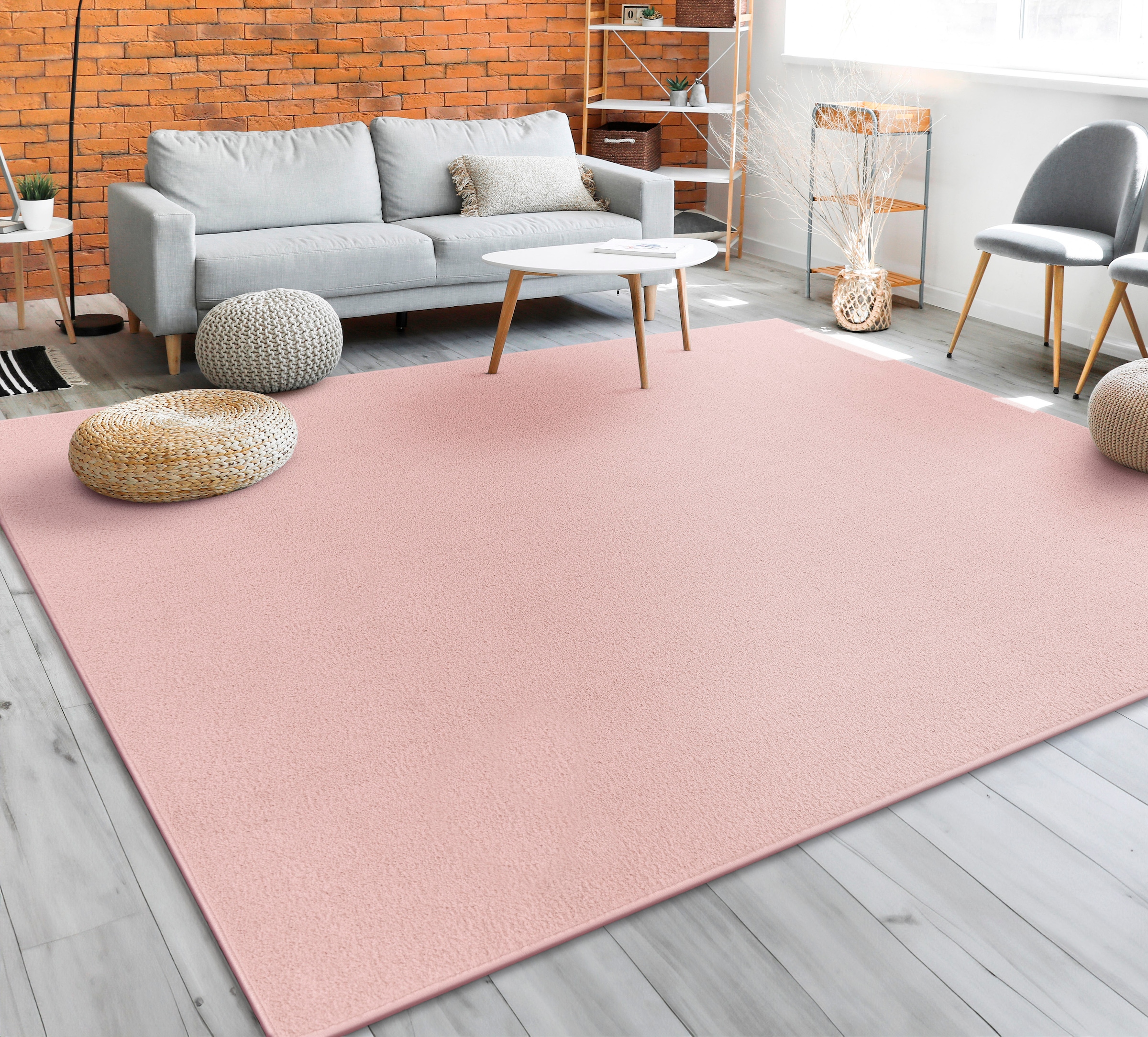 Paco Home Teppich »Porto 890« rechteckig 13 mm Höhe Kurzflor, Uni-Farben, ideal im Wohnzimmer & Schlafzimmer