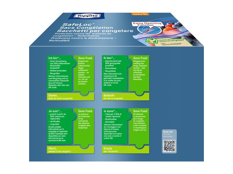 Toppits Gefrierbeutel 1 l Multipack 100 Stück Tiefkühlbeutel