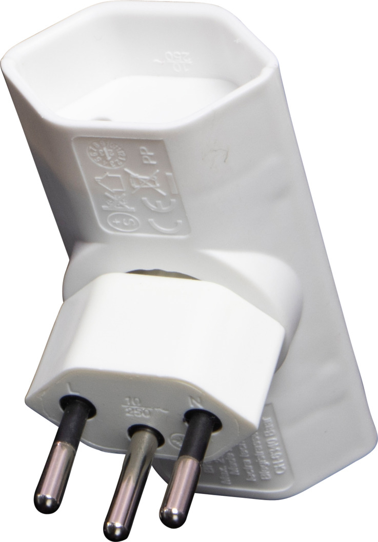 cleverLINE 300° Drehbarer 2-fach Mehrfachstecker T13 Abzweigstecker Steckdosen Adapter Schweiz 3-polig (1508292212) - Weiss