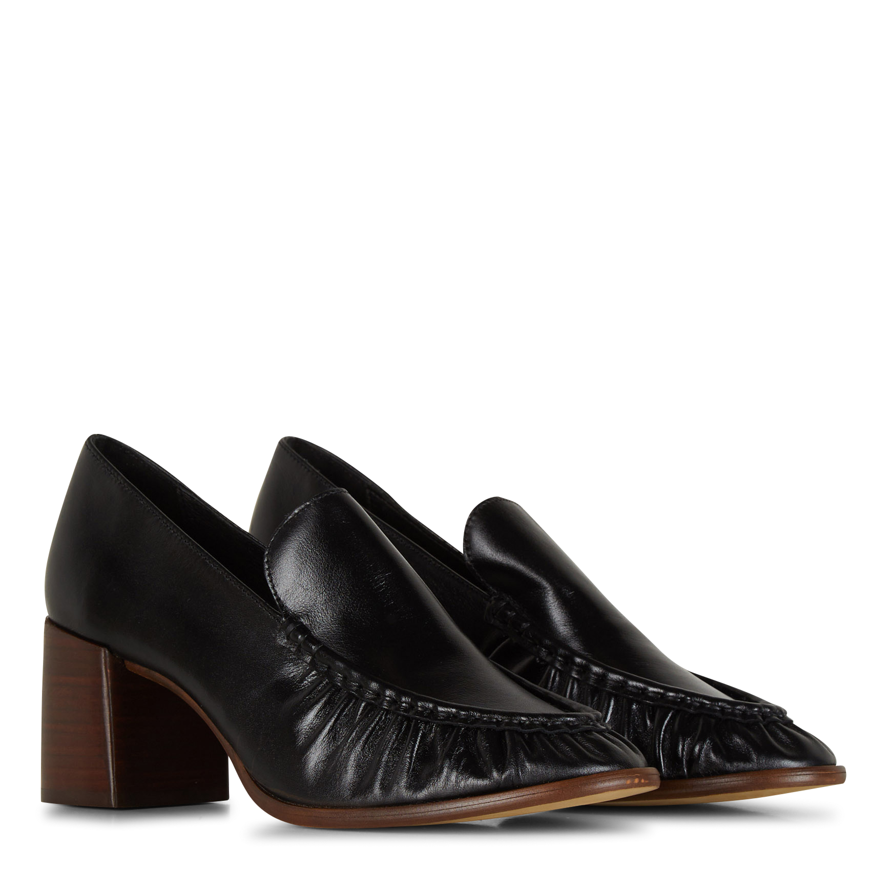 HIKARI - Mocassins à talons en cuir | Noir