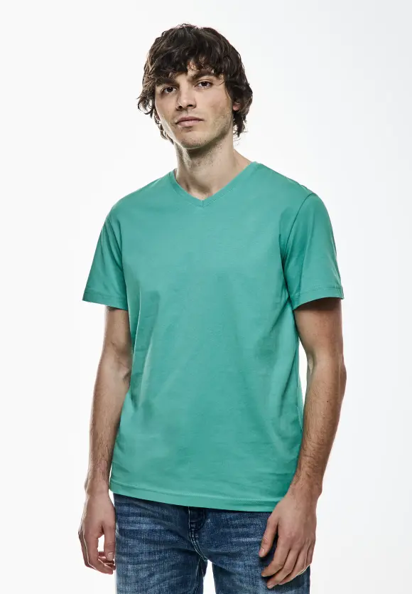 Basic V-Neck  T-Shirt - light urban green