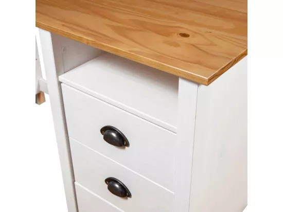 Bureau Hill avec 3 tiroirs 120x50x74 cm Pin solide
