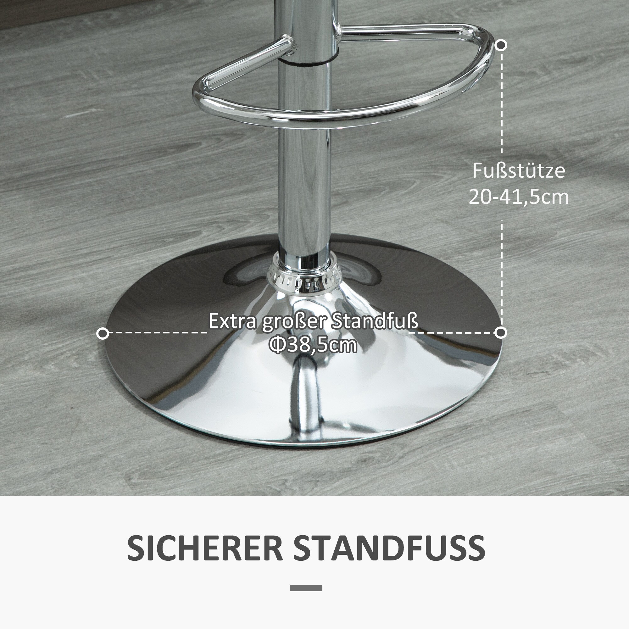 HOMCOM Barhocker mit Stahlrahmen weiß 40L x 42B x 82-104H cm