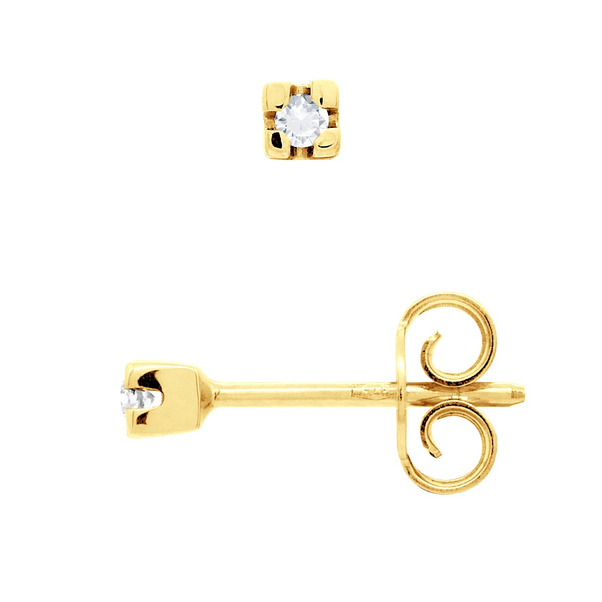 Clous d'Oreilles Diamant 0,040 Cts Or Jaune