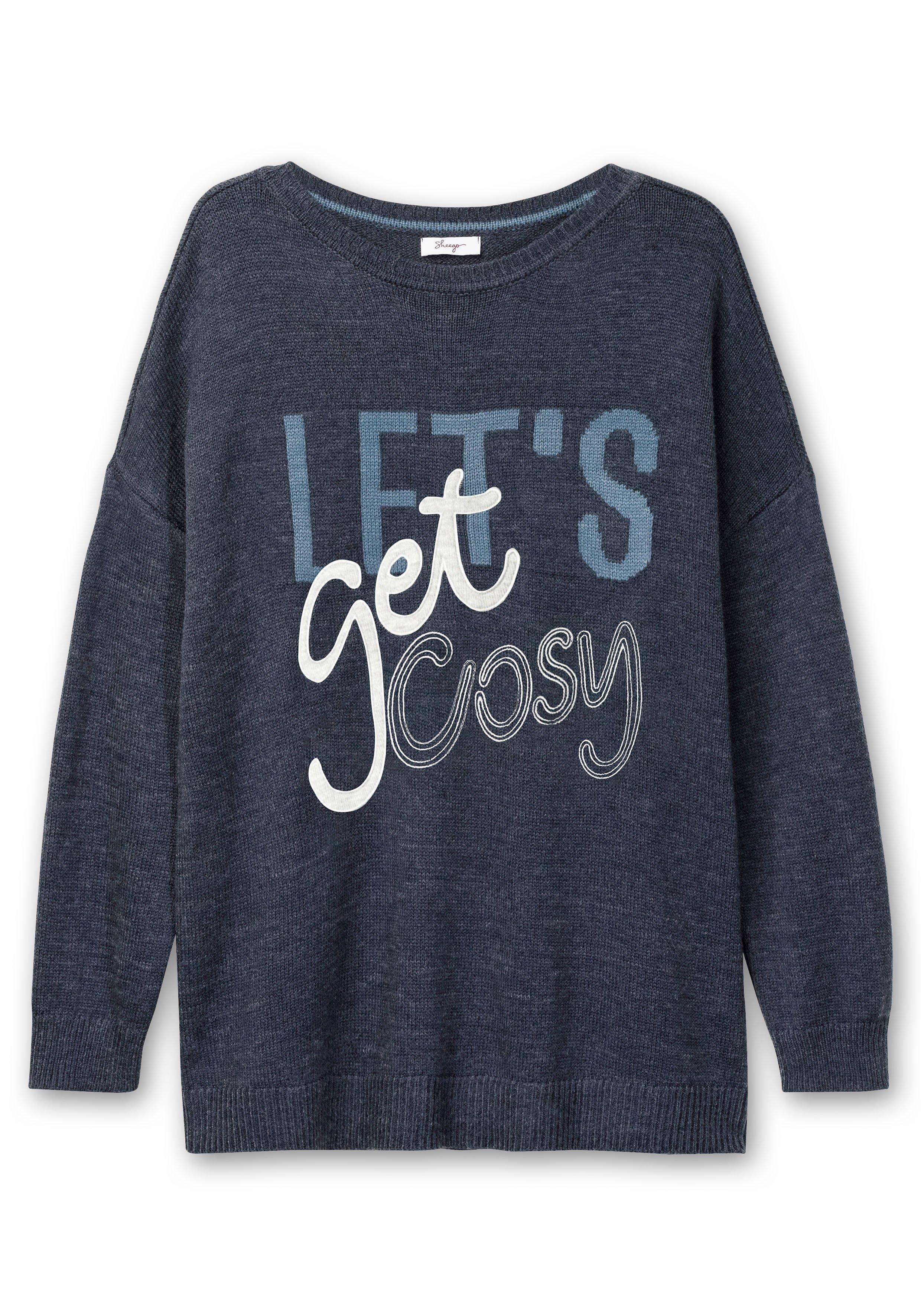 Pullover mit Intarsien-Wording, mit Kaschmiranteil