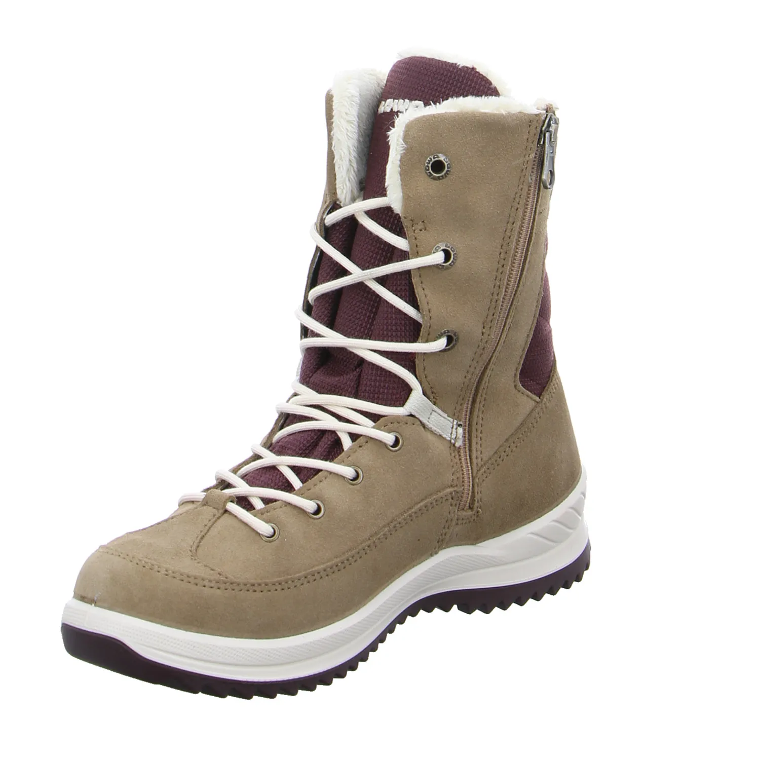LOWA Mädchen-Snowboot Membrane Beige Textil  Winter-Sneaker, high