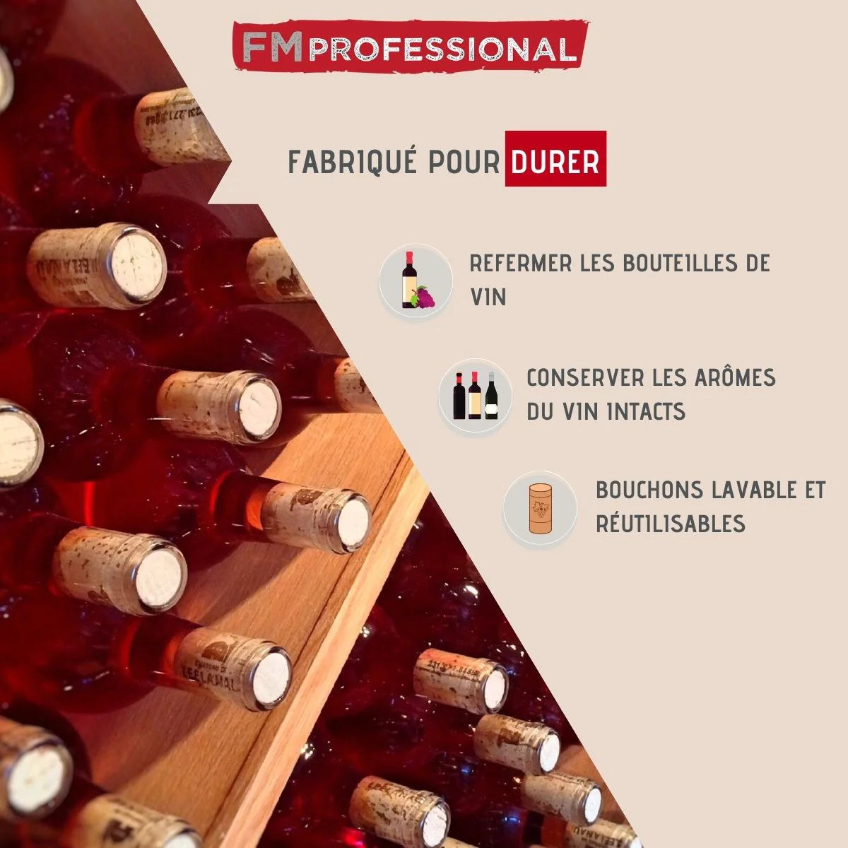 Lot de 4 bouchons à vin Boissons FM Professional