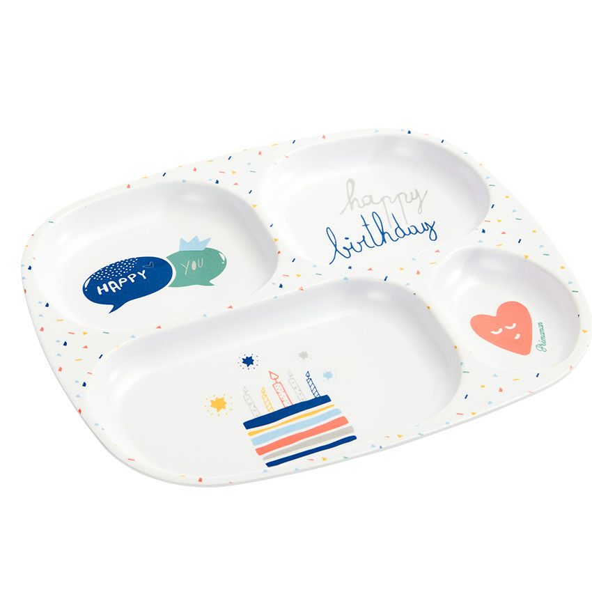 Assiette à compartiments en mélaminé - Birthday - Ecru